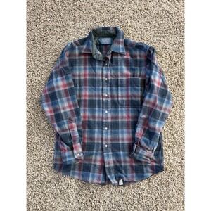 Pendleton Wool Flannel Shirt Mens M Red Blue Plaid Vintage Made in USA